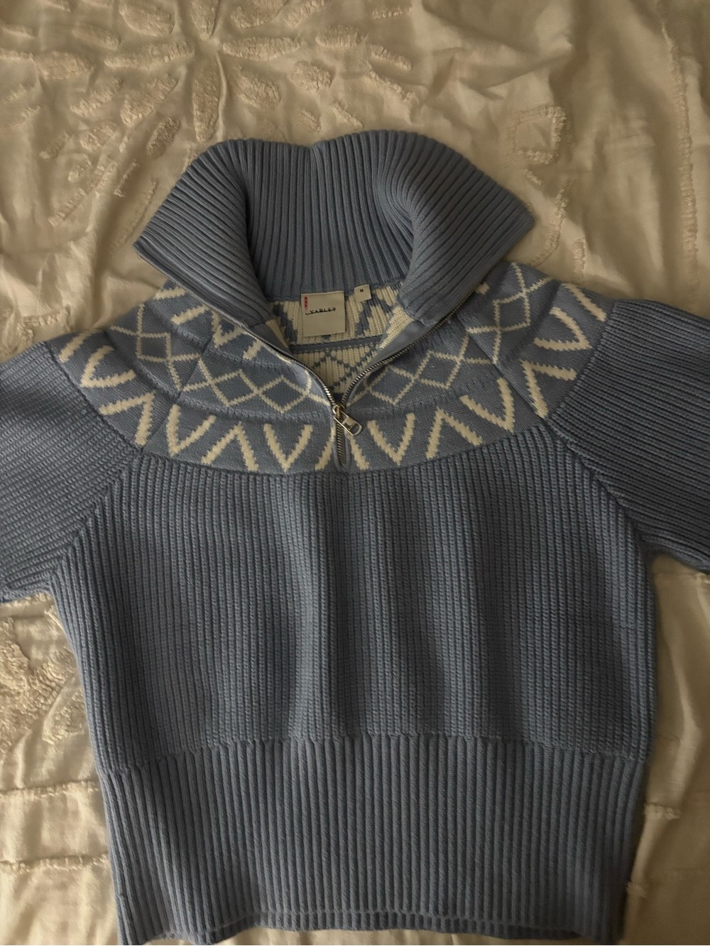 Varley Sigrid Fair Isle Half Zip. -Glacier Blue - Picture 2 of 6